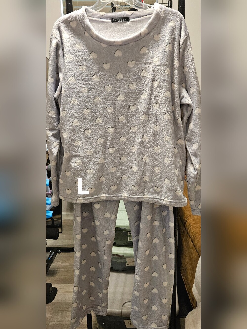 Cozy Grey Heart Kids Pajama Set - Soft Plush Sleepwear